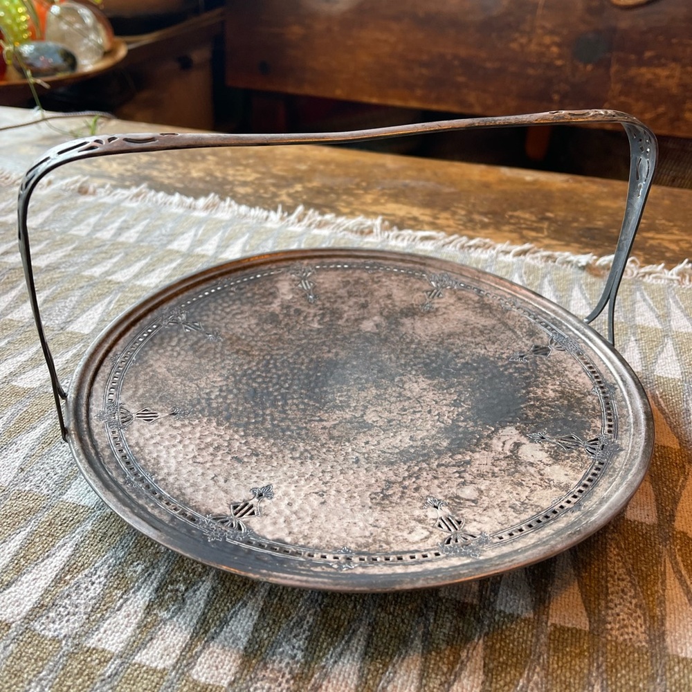 Art Deco silverplate handles platter-free shipping